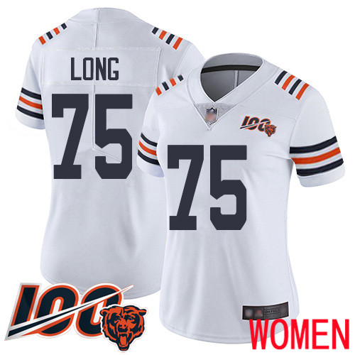 Chicago Bears Limited White Women Kyle Long Jersey NFL Football #75 100th Season->women nfl jersey->Women Jersey
